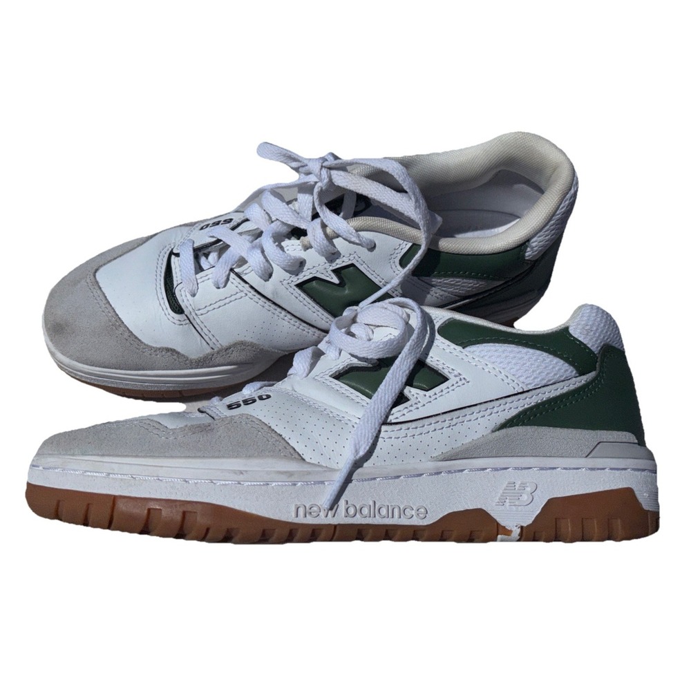 New Balance 550 white nori green Tried On Once size 8 men's/9.5 women EXCELLENT